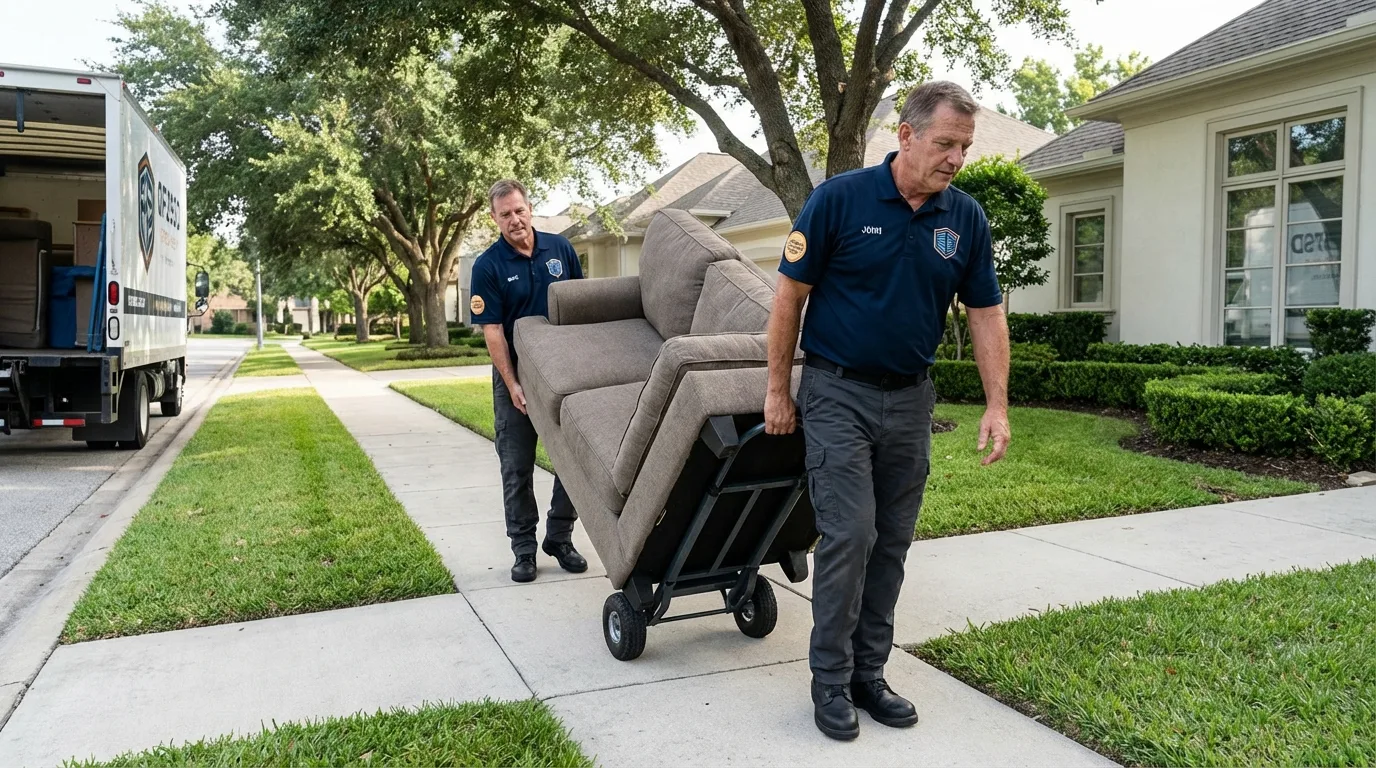 Local residential moving crew loading furniture in Mishicot, WI